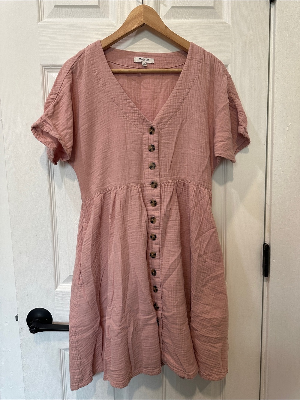 Madewell Dusty Rose Button-Front Mini Dress